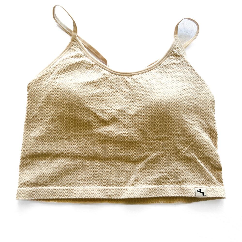 Joy Lab Women's Scoop Neck Waffle Fabric Sports Bra Crop Top w adjustable strap